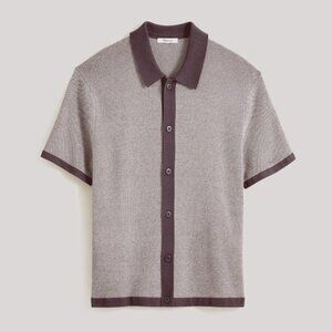 Madewell s/s Button-up Sweater Polo light/dark Grey Men's Medium knit cardigan